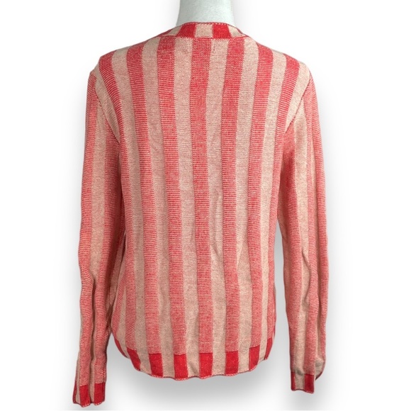 27 Miles Malibu Poppy Cotton Knit Crew Neck Sweater Faded Red Stripes Classic - Picture 4 of 9